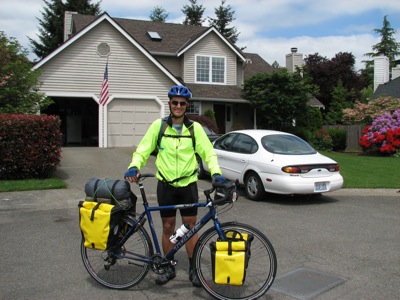 All geared up in front of Morri and Pete's home in Renton, WA.