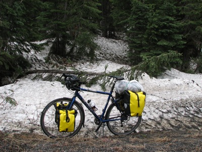 At Lolo Pass, approaching the Montana state line... even though it is June, there is still snow up here...