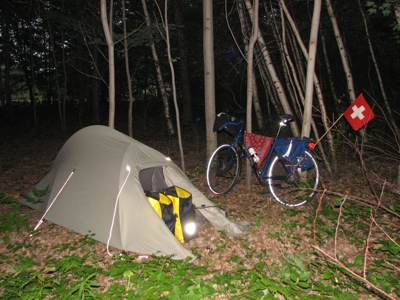 Camping in the woods about 10 miles east of Erie, PA.