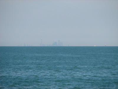 Looking across Lake Ontario towards Toronto... still quite a few miles to cover before spending the night at the Hostel in Toronto...