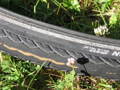 The rear tire is ready to retire...