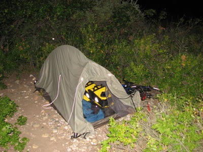 After the ferry ride, it is almost dark and I have no choice but to camp right off of the ferry port.