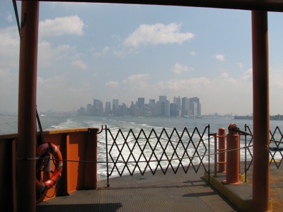 Taking the Staten Island Ferry out of Manhattan.