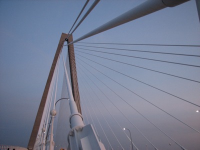 Crossing the Ravenel Bridge from Mount Pleasant to Charleston, South Carolina.