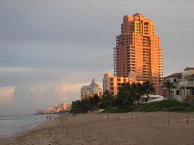 Fort Lauderdale Beach in the evening.