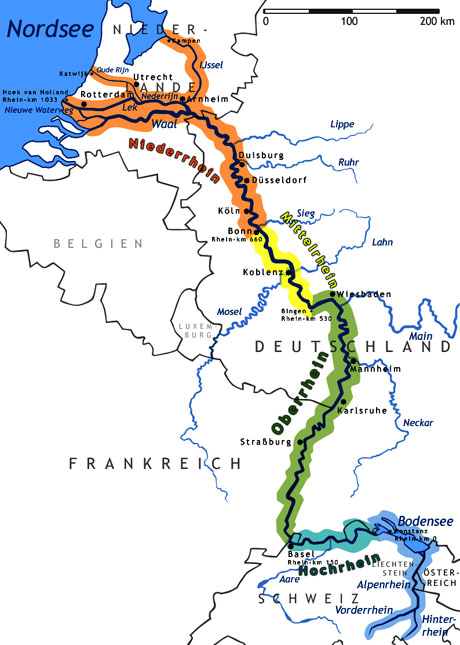 Rhein Karte von Wikipedia